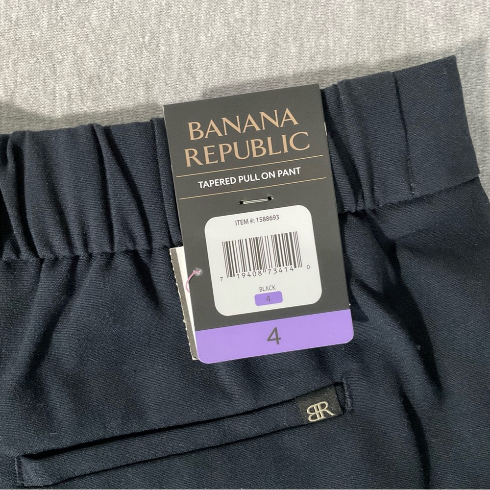 NWT Banana Republic SZ 4 Pants Tapered Pull On Navy